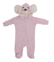 Pijama c/capuz fantasia 0 a 3 meses camesa - ratinho rosa tamanho único