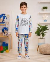 Pijama Calça e Blusa manga longa Sonic com canetinhas para colorir