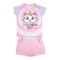 Pijama Camisa e Short Infantil Feminino 4 Anos - Catcórnio