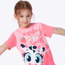 Pijama Camiseta Manga Curta e Shorts Doll Viscolycra Vaca Romântica Infantil Menina Puket 030402827