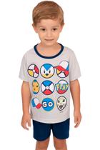 Pijama Camiseta Pokebolas e Short Azul - Izitex