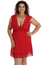 Pijama Camisola Plus Size Sensual Luxo Sem Bojo Curta Detalhe em Renda Pijama Camisola Plus Size Sensual Luxo Sem Bojo Curta Detalhe em Renda