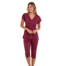 Pijama Capri Com Renda Vinho Liganete Sepie 2270