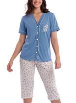 Pijama Capri Desire 1048 Feminino Com Abertura Flontal Florescer Poliviscose T. P/XG