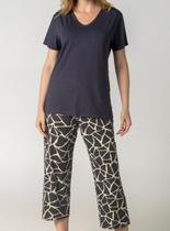 Pijama Capri Inspirate 130370 Feminino Rongeant Estampado Viscose T. M/GG Pijama Capri Inspirate 130370 Feminino Rongeant Estampado Viscose T. M/GG