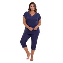 Pijama Capri Liganete Marinho Sepie2470 Plus Size Pijama Capri Liganete Marinho Sepie2470 Plus Size