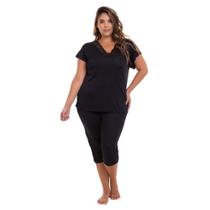 Pijama Capri Liganete Preto Sepie 2470 Plus Size Pijama Capri Liganete Preto Sepie 2470 Plus Size