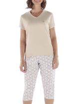 Pijama Capri Pzama 050301 Feminino Estampado Meia Malha T. P/EG