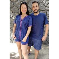 Pijama Casal Combinando Homem e Mulher Conjunto Verão manga Kit Pijama Casal Combinando Homem e Mulher Conjunto Verão manga Kit