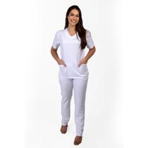 Pijama Cirúrgico Acinturado Gabardine Branco Blanco Raro Pijama Cirúrgico Acinturado Gabardine Branco Blanco Raro