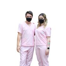 Pijama Cirúrgico Conjunto Hospitalar -Unissex-Oxford Rosa M