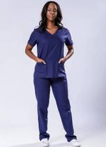 Pijama Cirúrgico Feminino Oxford Uniforme - Camisa E Calça - Dona Moça