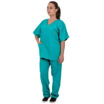 Pijama Cirúrgico Oxford Azul Turquesa Não Amassa Seca Rápido Artipé