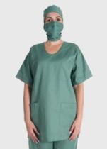 Pijama Cirúrgico Verde Unissex Blusa, Calça, Touca e Mascara Cirúrgica GG