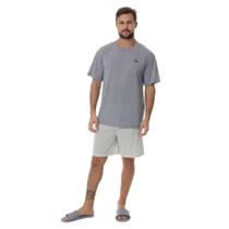 Pijama Clássico Shorts Estampado Masculino Adulto Camiseta Com Logo Bordada Básico