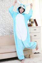 Pijama Coelho Azul Com Branco Kigurumi Macacão Adulto Unissex Cosplay