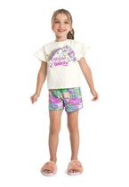 Pijama com Blusa e Short Infantil Feminino em Meia Malha Quimby