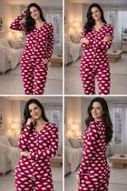 Pijama com botão americano Feminino Longo Inverno Tj Vip Conforto E Estilo Suede canelado