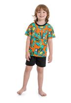 Pijama com Camiseta e Bermuda Masculina Infantil em Meia Malha Quimby