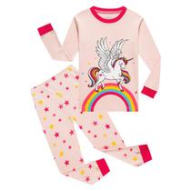 Pijama Comprido Infantil Menina Algodão Manga Longa Unicórnio Estrelas