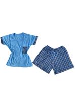 Pijama Confortável de Tricoline Short e Blusa 3073.