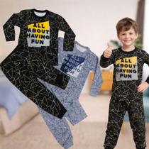 Pijama Conjunto Constelação Infantil Menino Para Inverno Tecido Macio Algodão Confortável Pijama Conjunto Constelação Infantil Menino Para Inverno Tecido Macio Algodão Confortável