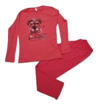 Pijama Conjunto Feminino Cachorro Malwee Liberta Vermelho