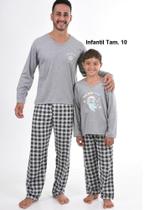 Pijama Conjunto Longo Infantil Inverno Planetas Cinza Menino Tamanho 10 Contemporânea