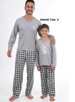 Pijama Conjunto Longo Infantil Inverno Planetas Cinza Menino Tamanho 4 Contemporânea