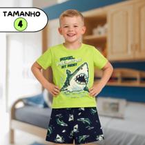 Pijama Conjunto Tubarão Predador Infantil Menino que Brilha no escuro Verão Tecido Macio Algodão Pijama Conjunto Tubarão Predador Infantil Menino que Brilha no escuro Verão Tecido Macio Algodão