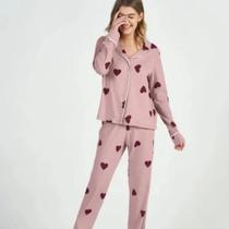 Pijama Cor Com Amor Manga Longa