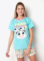 Pijama Curto Adulto Feminino Vaca Happy Puket