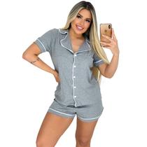 Pijama curto americano com shorts baby doll de botões oferta