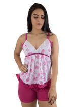 Pijama Curto Baby Doll Babados Alça Fina Verão Pijama Curto Baby Doll Babados Alça Fina Verão