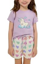Pijama Curto Bela Notte 10011655 Infantil Unicórnio Algodão T. 04/10