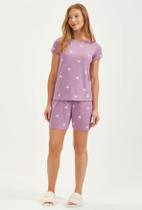 Pijama Curto Bermuda Feminino Cor com Amor Rosa