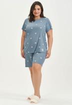 Pijama Curto Bermuda Plus Size Cor com Amor Azul