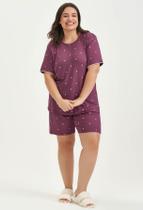 Pijama Curto Bermuda Viscolycra Plus Size Cor Com Amor