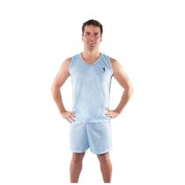 Pijama Curto Blusa Regata Adulto Linha Masculino Liso