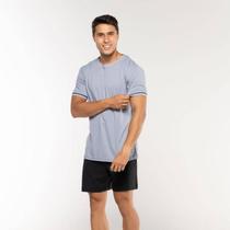 Pijama Curto Cinza Claro/Preto KPR 173003 100% Algodão
