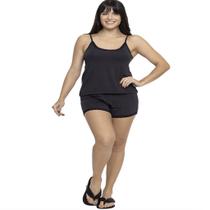 Pijama Curto com Alças Preto Tamanho M Liganete Pijama Curto com Alças Preto Tamanho M Liganete