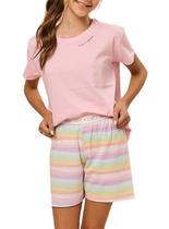 Pijama Curto Daisy Days 50.38.0026 Juvenil Listras Coloridas Algodão T. 10/14 Pijama Curto Daisy Days 50.38.0026 Juvenil Listras Coloridas Algodão T. 10/14