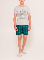 Pijama Curto Daisy Days & Borth 52.01.0054 Infantil Xadrez gamer Algodão T. 10/14