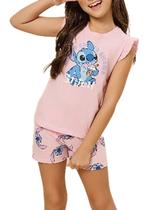 Pijama Curto Disney 49.42.0007 Infantil Stitch Algodão T. 04/08