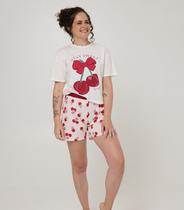 Pijama Curto Feminino Meia Malha Evanilda Bege