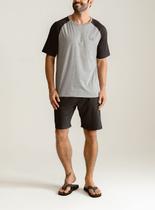 Pijama Curto Groh 414101 Masculino Raglan Com Bolsos Algodão T. P/GG