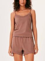 Pijama Curto Hering 7CNP Feminino Alças Finas Renda e Viscose T. P/XG