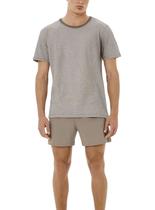 Pijama Curto Hering 7CXZ Masculino Listrado Linho e Algodão T. M/XXG