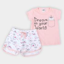 Pijama Curto Infantil Duzizo Brilha no Escuro Dreams Feminino