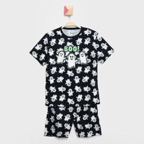 Pijama Curto Infantil Kyly Boo Camiseta + Bermuda Menino